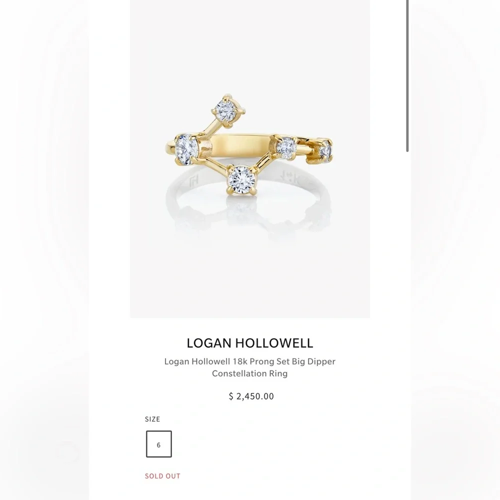 ❗️SOLD❗️RARE Logan Hollowell Big Dipper Cobstellation Ring 18k gold Prong Set - Picture 1 of 4